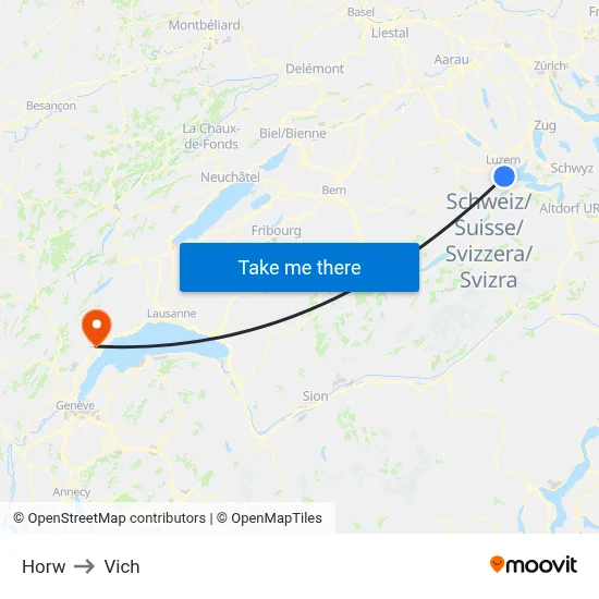 Horw to Vich map