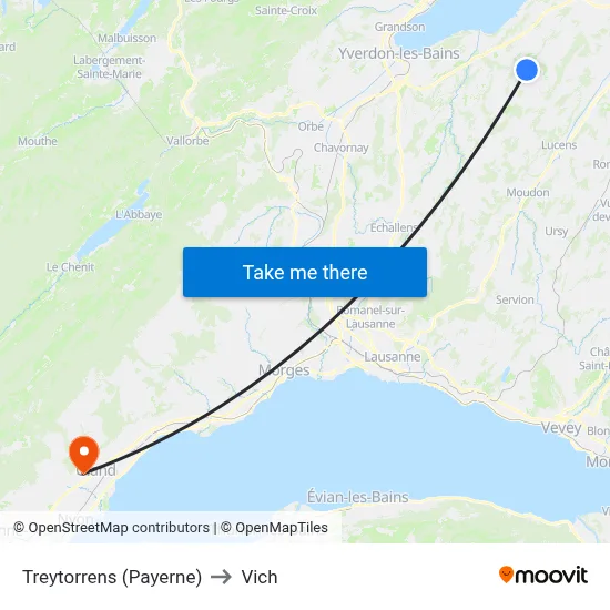 Treytorrens (Payerne) to Vich map