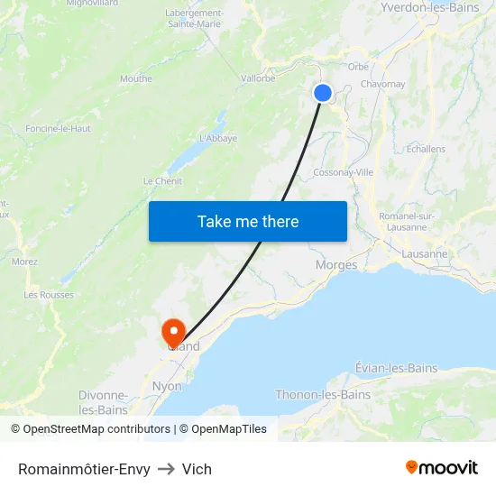 Romainmôtier-Envy to Vich map