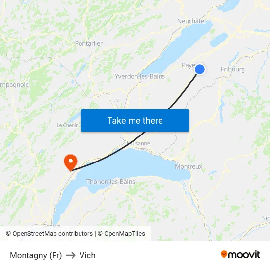 Montagny (Fr) to Vich map