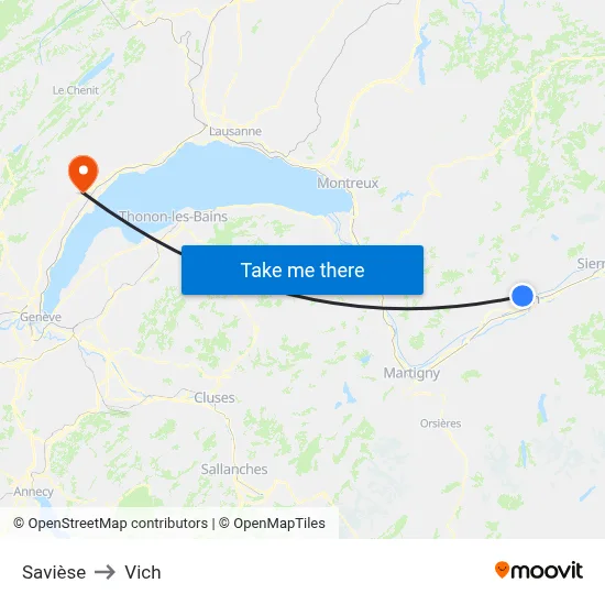 Savièse to Vich map