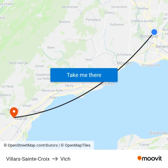 Villars-Sainte-Croix to Vich map