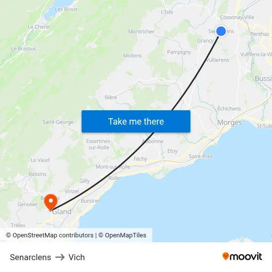 Senarclens to Vich map