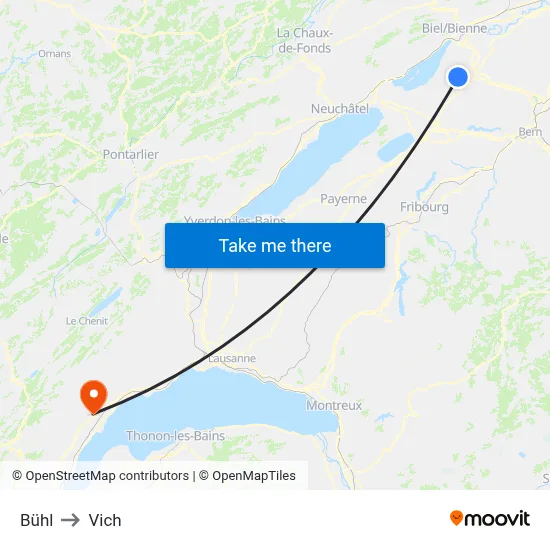 Bühl to Vich map