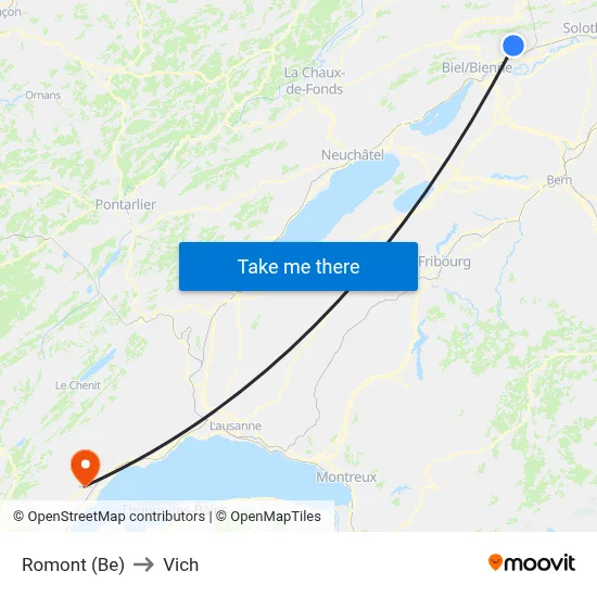 Romont (Be) to Vich map