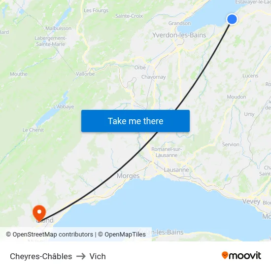 Cheyres-Châbles to Vich map