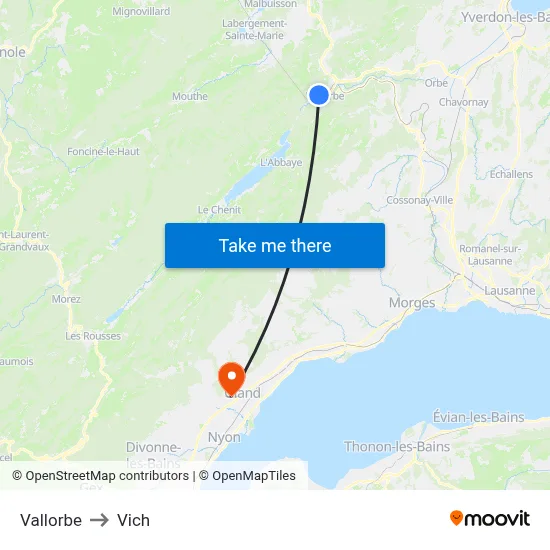 Vallorbe to Vich map