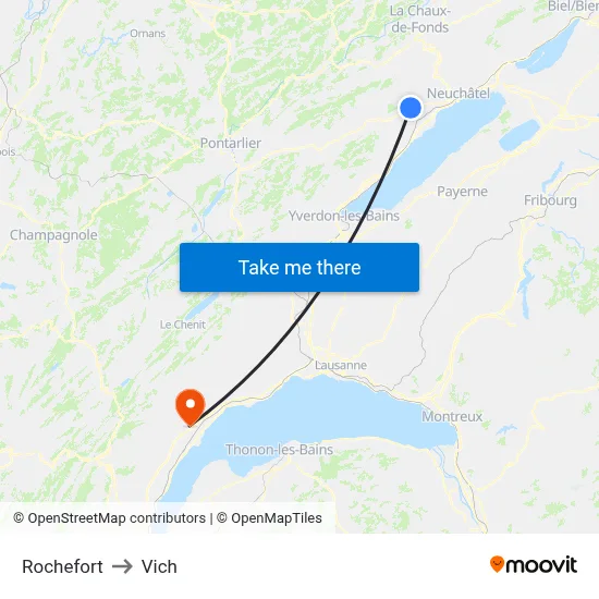 Rochefort to Vich map