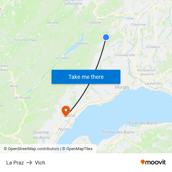 La Praz to Vich map