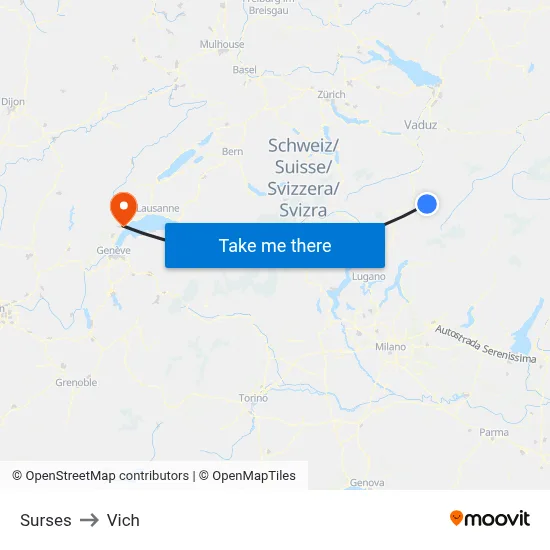 Surses to Vich map