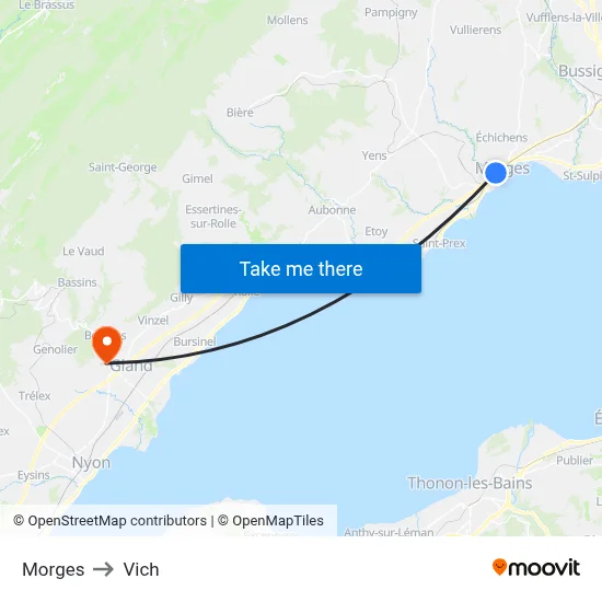 Morges to Vich map