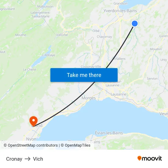 Cronay to Vich map