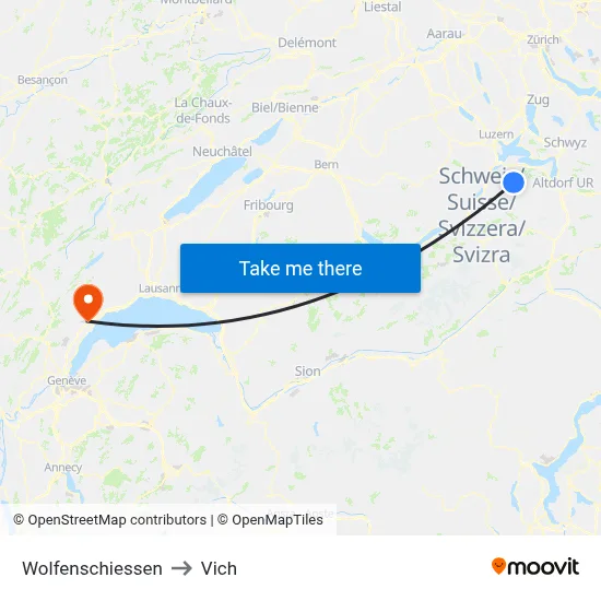 Wolfenschiessen to Vich map