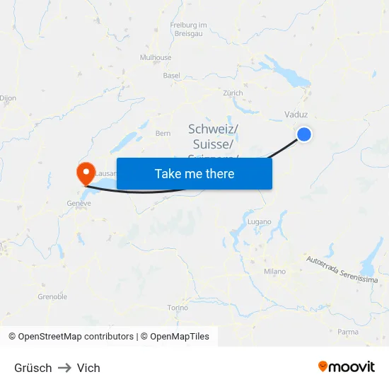 Grüsch to Vich map