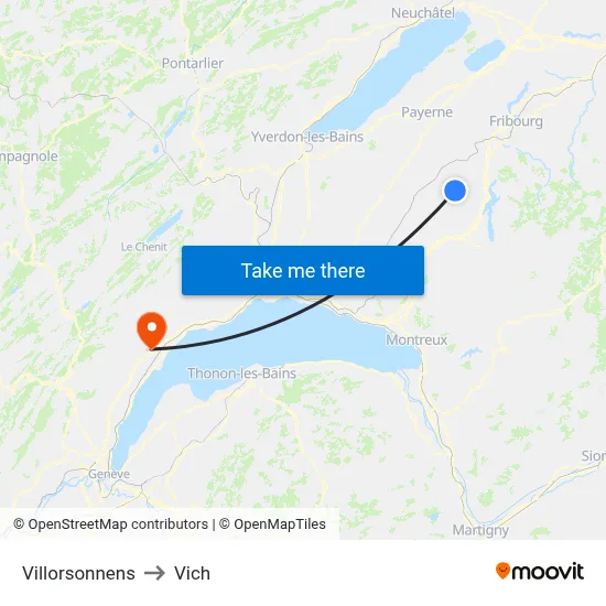 Villorsonnens to Vich map