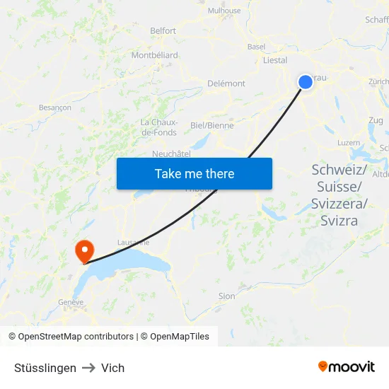 Stüsslingen to Vich map