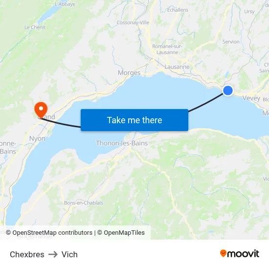 Chexbres to Vich map