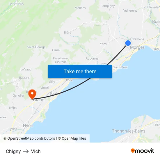 Chigny to Vich map