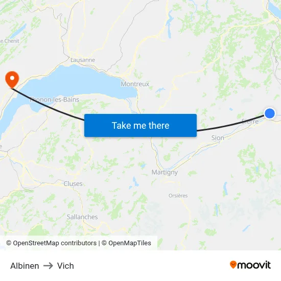 Albinen to Vich map