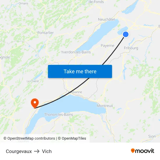 Courgevaux to Vich map