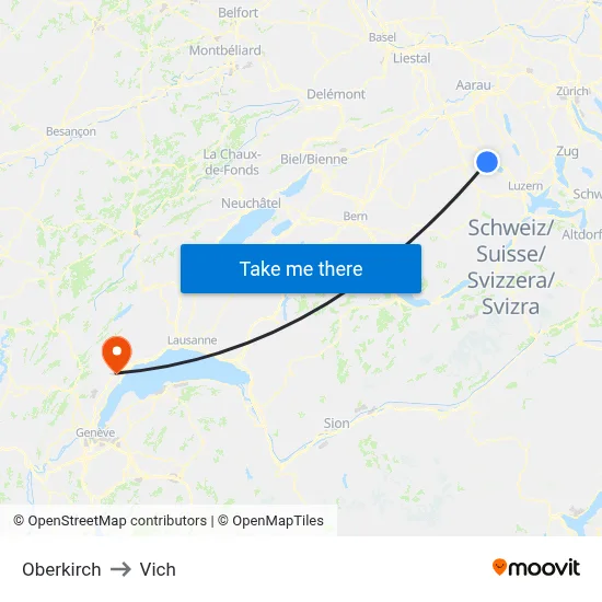 Oberkirch to Vich map