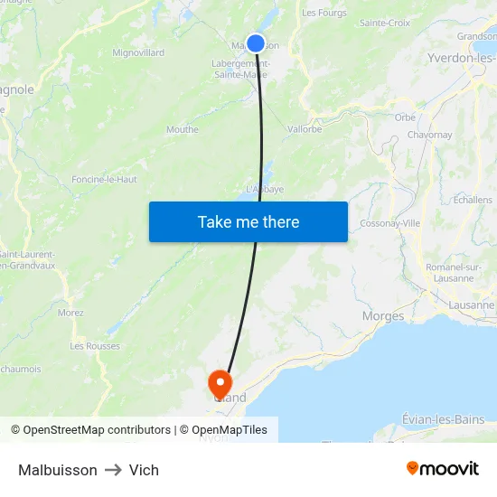 Malbuisson to Vich map