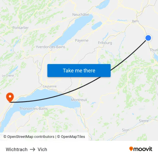 Wichtrach to Vich map