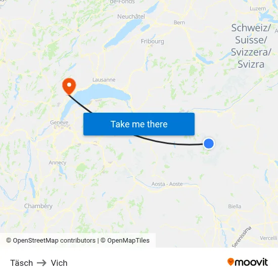 Täsch to Vich map