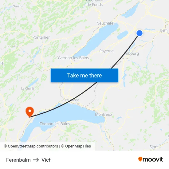 Ferenbalm to Vich map