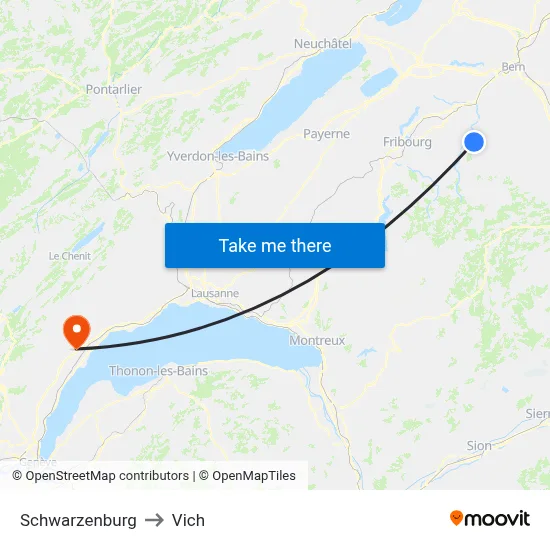 Schwarzenburg to Vich map