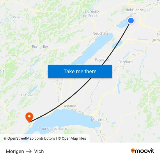 Mörigen to Vich map