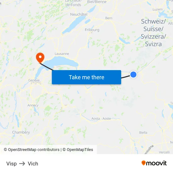 Visp to Vich map