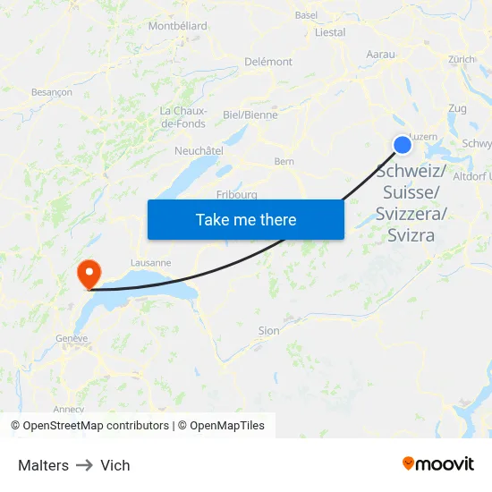 Malters to Vich map