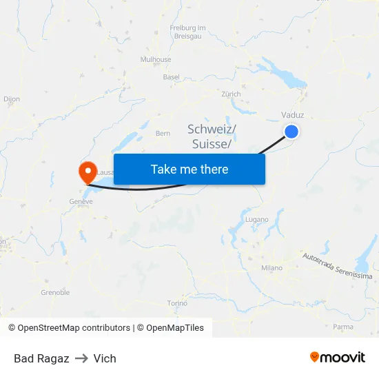 Bad Ragaz to Vich map