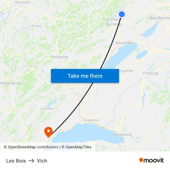 Les Bois to Vich map