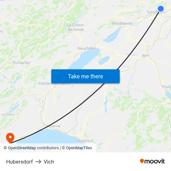 Hubersdorf to Vich map