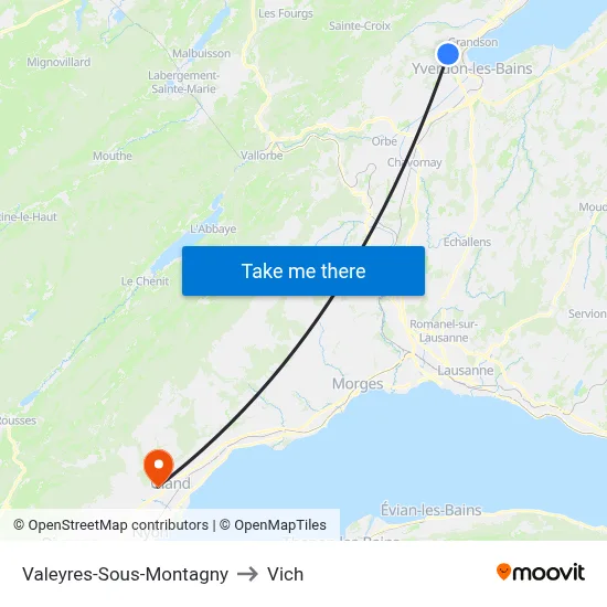 Valeyres-Sous-Montagny to Vich map