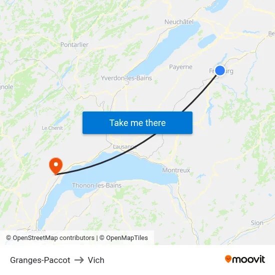 Granges-Paccot to Vich map