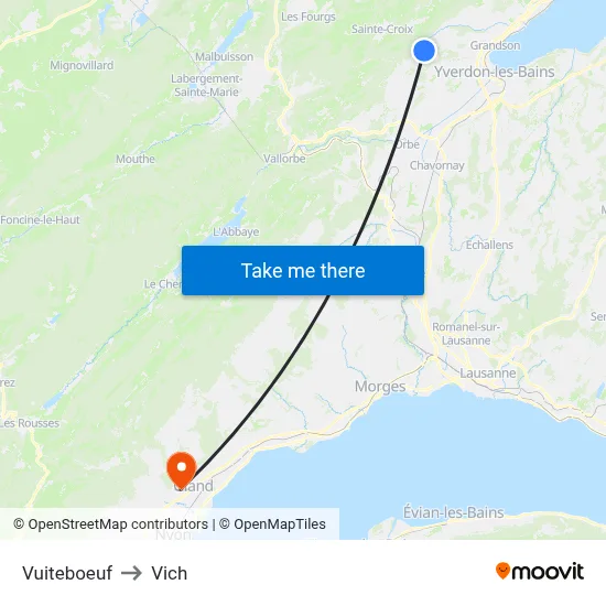 Vuiteboeuf to Vich map