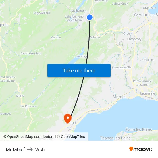 Métabief to Vich map