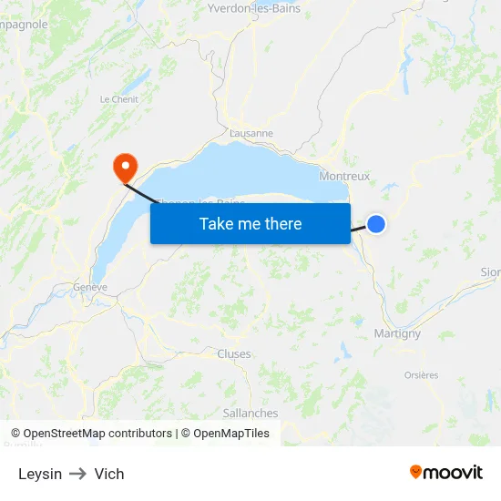 Leysin to Vich map