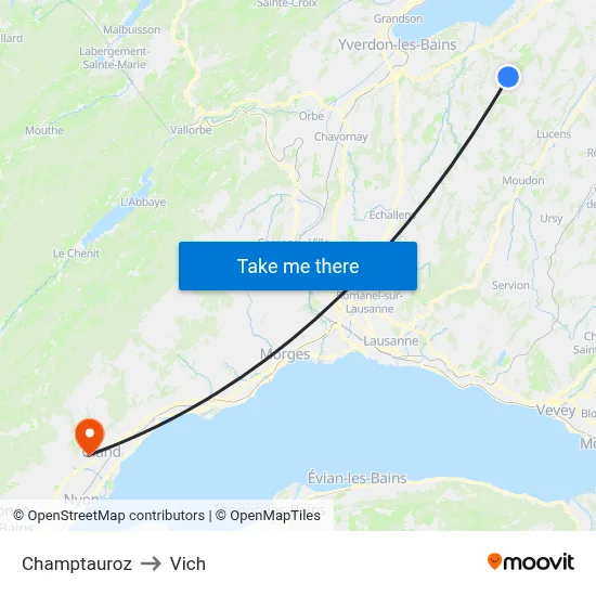 Champtauroz to Vich map