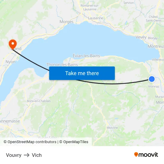 Vouvry to Vich map