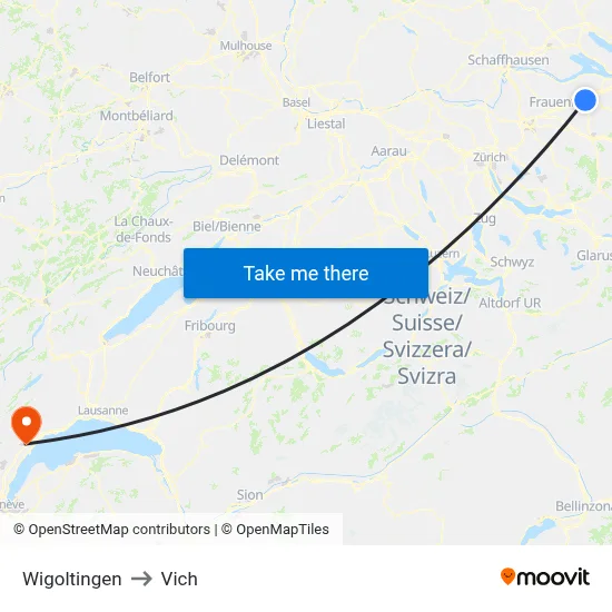Wigoltingen to Vich map