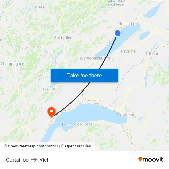 Cortaillod to Vich map