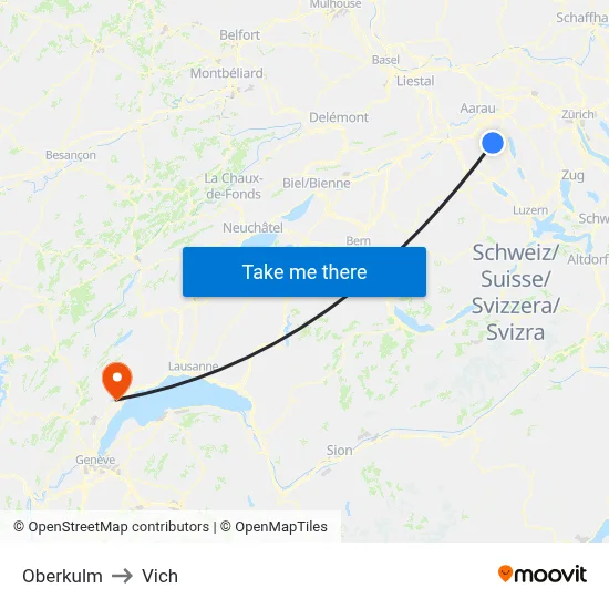Oberkulm to Vich map