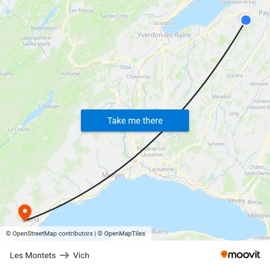 Les Montets to Vich map