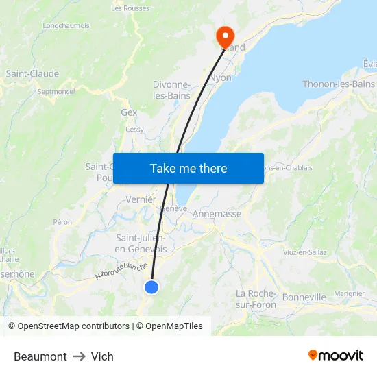 Beaumont to Vich map