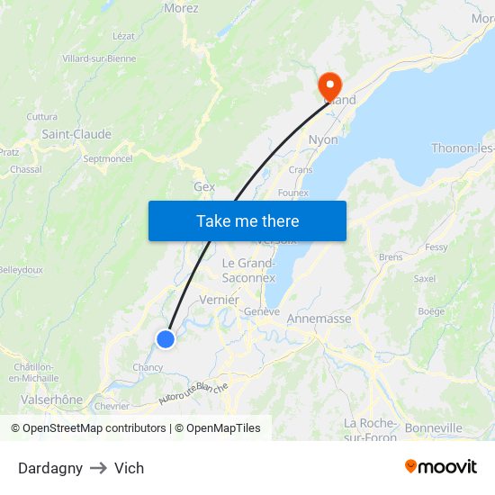 Dardagny to Vich map