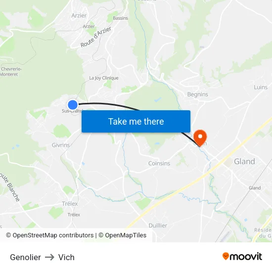 Genolier to Vich map